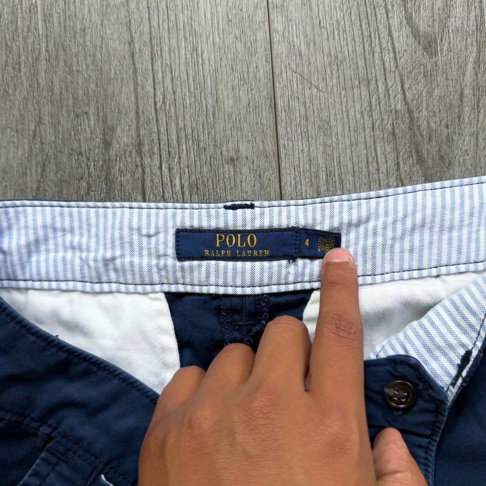 Polo Ralph Lauren Womens 4 Navy Chino Pants Straight Leg Cotton Preppy Pony Logo - Picture 4 of 6